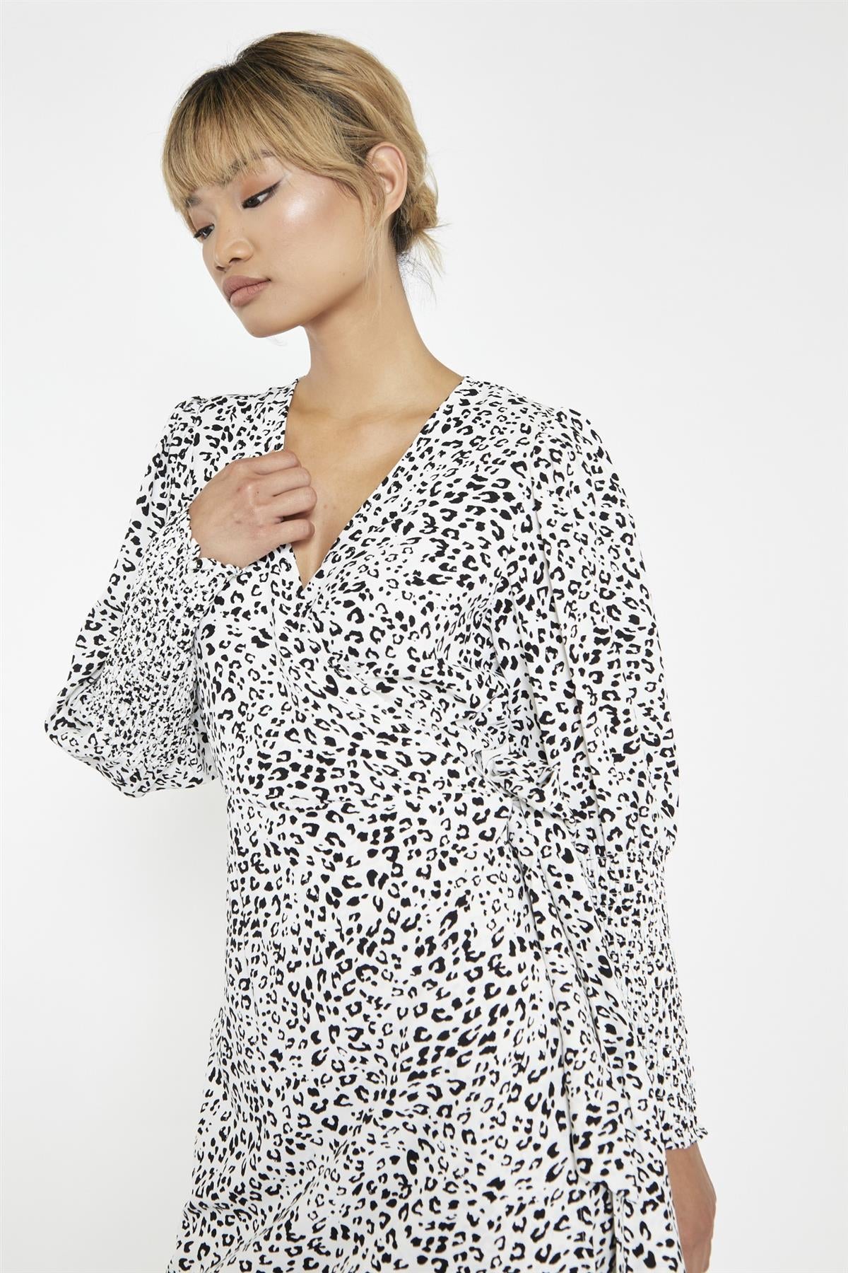Snow Leopard Wrap Maxi-Dress