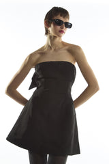 Black Bandeau Bow Mini-Dress