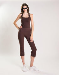 Agon Women's Brown High Waisted Cropped Leggings