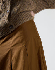 Deep Olive Pleated Midi Skirt
