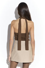 Sepia Knitted Halter Neck Bodysuit