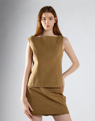 Sand Boatneck Tailored Fit Top
