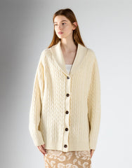 Cream Cable Knit Midi Length Cardigan