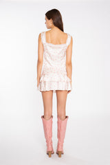 Tie Front Vest Top - Peach Pink Daisy