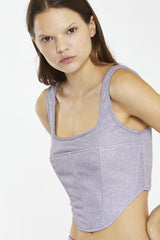 Lilac-Glitter Corset Crop-Top