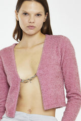 Pink Tinsel Long-Sleeve Crop-Top