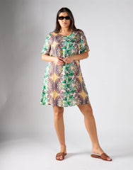 Glamorous Curve Women's Pink Leaf Paisley Dress