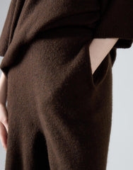 Khaki Brown Knitted Flare Trousers
