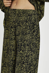 High Waist Loose Trousers - Yellow Mini Zebra