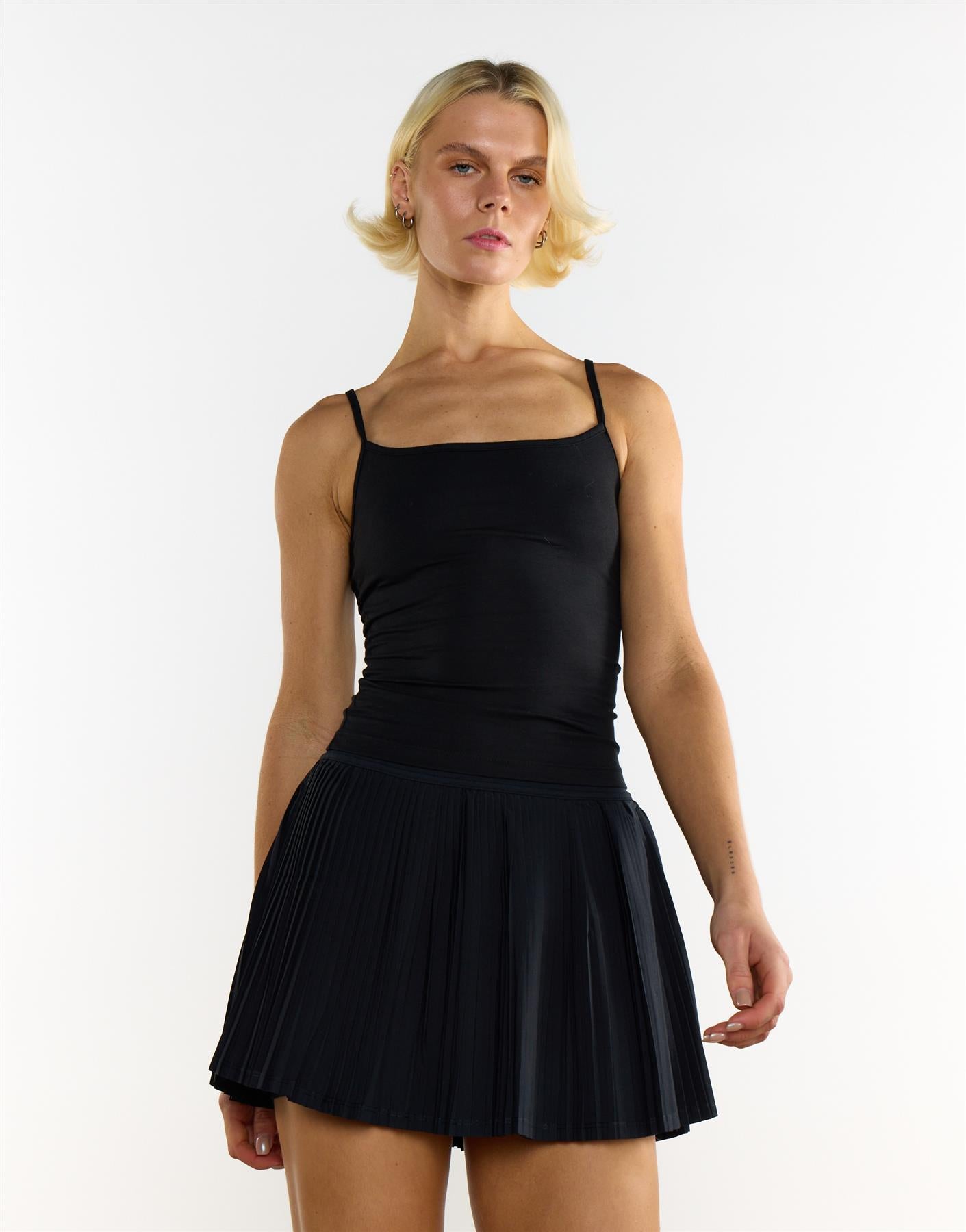 Pleated Mini Skirt - Black
