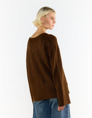 Brown Round Neck Jumper