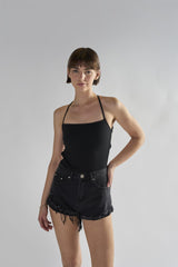 Black Ripped Denim Shorts